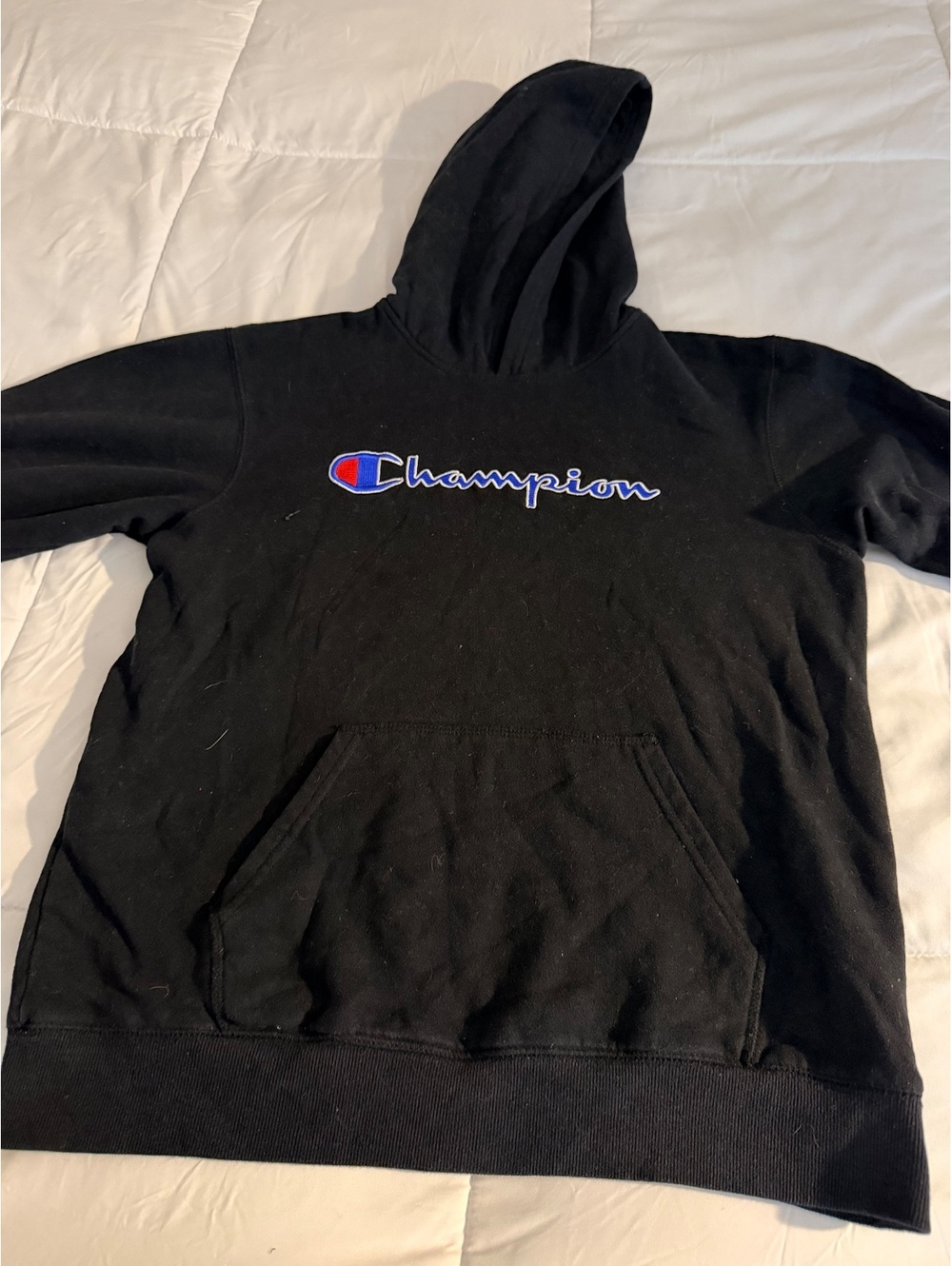 Champion Black Hoodie with Classic Logo Embroidery